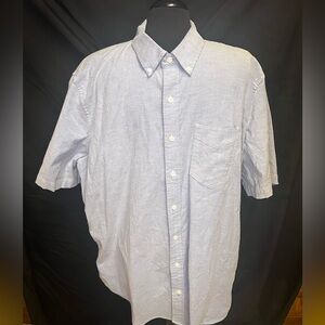 Short Sleeve LL Bean Oxford Shirt Size XL Tall Light Heather Blue Color